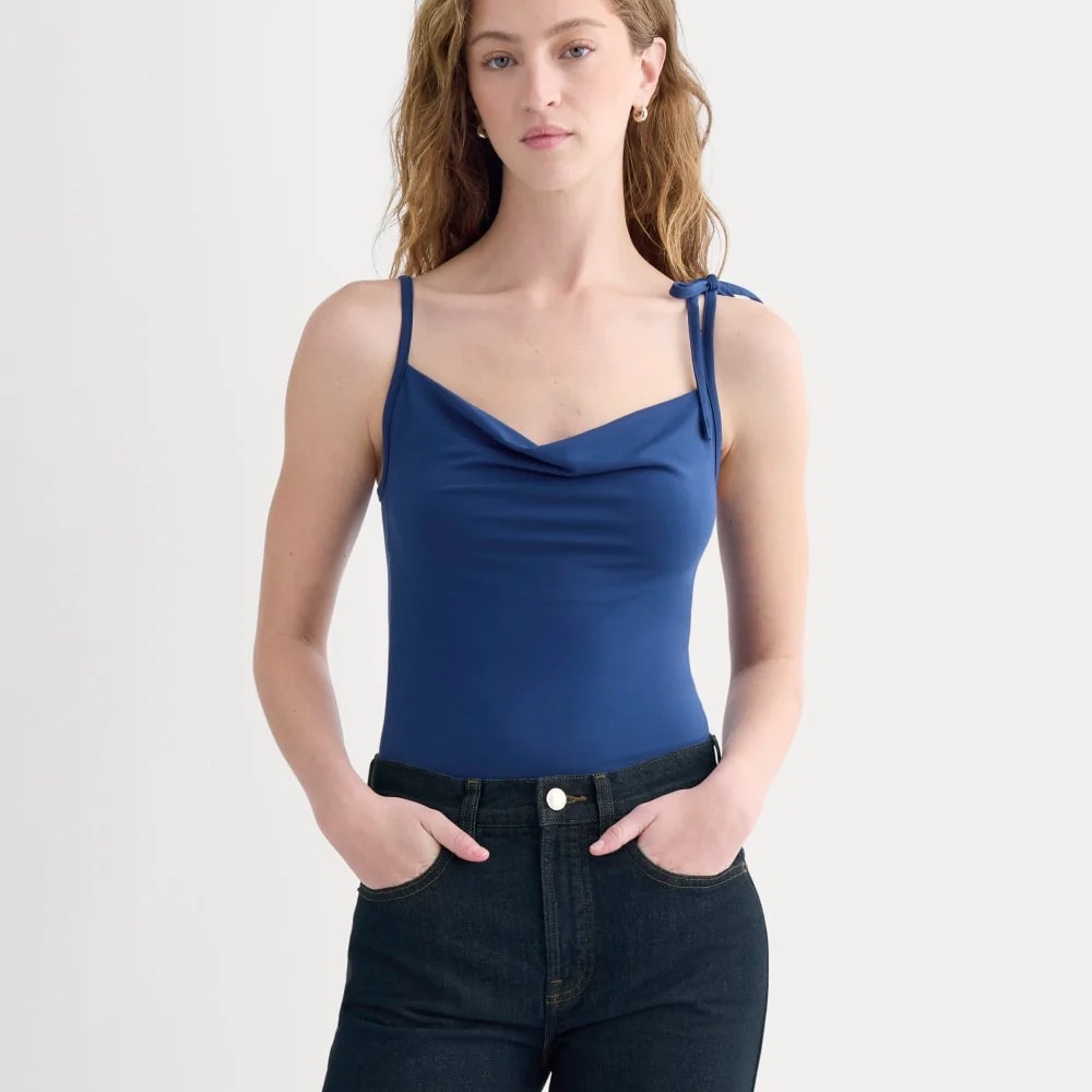 Everlane Tie-Shoulder Tank : XS in Estate Blue NEW WITH TAGS NWT